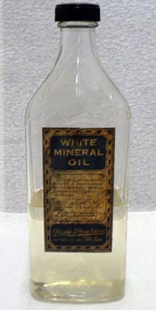 Old White Mineral Oil Bottle Advertising Nord 