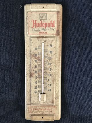 Hudepohl Vintage Antique 14 Inch Beer Thermometer