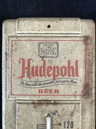 Hudepohl Vintage Antique 14 Inch Beer Thermometer 2