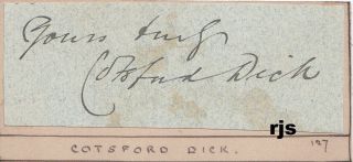 Prominent British Homosexual Author Cotsford Dick Cut Signature On Card