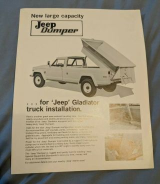 1970 Jeep Gladiator Pickup Truck Dumper Sales Brochure Sheet Sheet