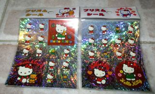 2 X Vintage Sanrio Japan 1993 Hello Kitty Glittering Sticker Mip
