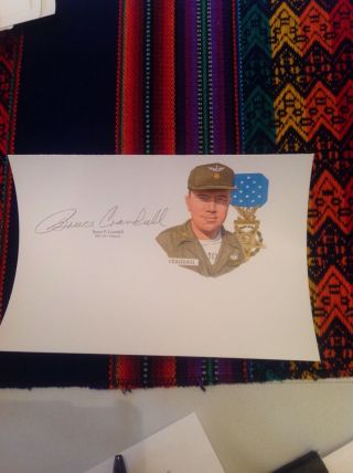 Bruce P Crandall Signed Card - Medal Of Honor