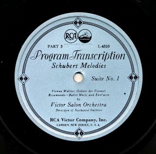 Nat Shilkret Victor Salon Orchestra Program Transcription Disc Rca Victor L - 4510