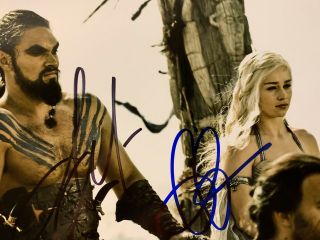 Emilia Clarke & Jason Momoa Autographed 8”x10” Color Photograph - Game Of Thrones