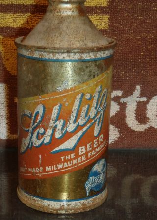 1940s Schlitz High Profile Bulb Cone Top Beer Can Irtp Ncmt 4 Milwaukee Wi