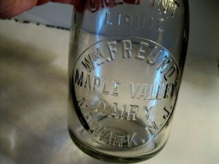Old Early Pint Milk bottle Newark Jersey Wm.  Freund Co. 2
