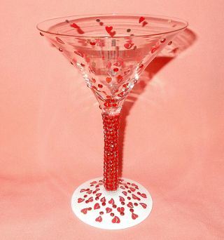 Enesco Lolita Glassware Red - Hot - Tini Jeweled Hand - Painted Martini Glass