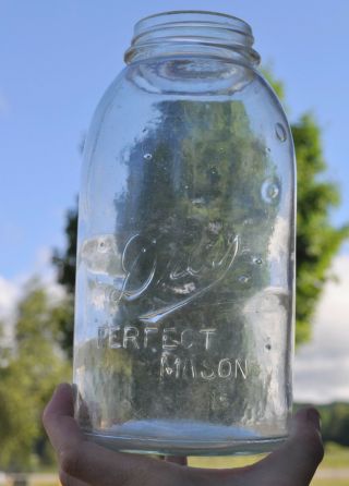 Antique Vintage Drey Perfect Mason Hg Half Gallon Mason Fruit Jar