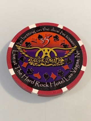 Hard Rock Hotel Aerosmith $5 Casino Chip Las Vegas Nv 3.  99