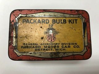 Vintage Packard Bulb Kit Tin,  3 Bulbs Inside,  Packard Motor Car Co,  Pre Owned