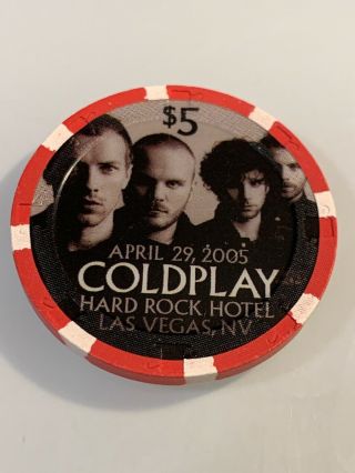 Hard Rock Hotel Coldplay $5 Casino Chip Las Vegas Nv 3.  99