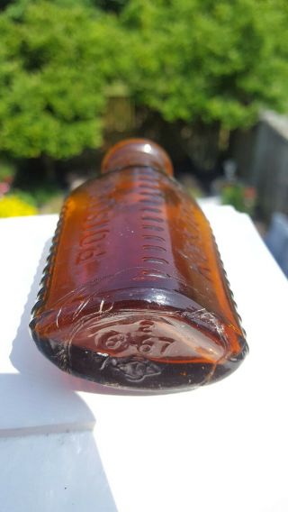 Vintage Poison Bottle Brown Amber Glass Bottle Poison Oddity 5
