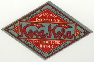 Koca Nola Soda Water Bottle Label - Ca.  1907 - 1908