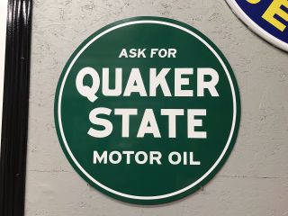 Antique Vintage Old Style Quaker State Oil Sign 2