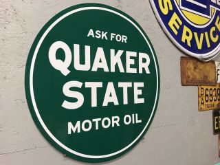 Antique Vintage Old Style Quaker State Oil Sign 3