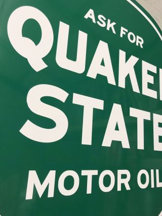Antique Vintage Old Style Quaker State Oil Sign 4