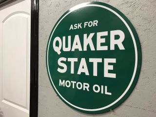 Antique Vintage Old Style Quaker State Oil Sign 5