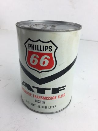 1 Phillips 66 Atf Quart Paper Cardboard Can Full Vintage