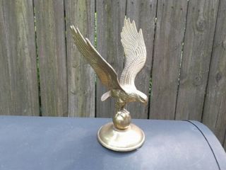 Large Brass Eagle Perched On Globe
