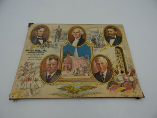 Vintage Advertising Thermometer Picture Presidents Patriotic