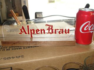 Alpen Brau Reverse Painted Beer Sign With Base Columbia Brewery St.  Louis,  Mo