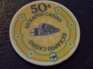 Kickapoo Casino $0.  50 (50¢) Hotel Casino Gaming Chip Eagle Pass,  Tx
