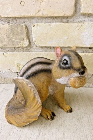 Chipmunk Sitting With Nut In Mouth 7.  1 In.  W.  Resin Countryside Animal Statue