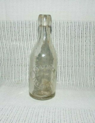 EXTREMELY RARE ANTIQUE A.  D.  LEIDICH TREMONT,  PA.  CLEAR GLASS BOTTLE READ 5