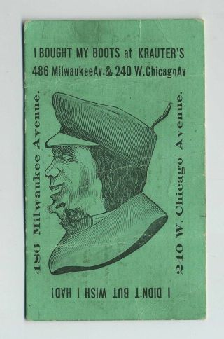 1800 ' s Puzzle Face Advertising Trade Card Krauter Boots Shoes Chicago IL wz4983 3