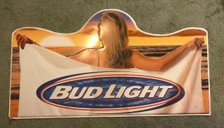 Bud Light Budweiser Towel Girl Embossed Metal Sign 30x16 " 2000