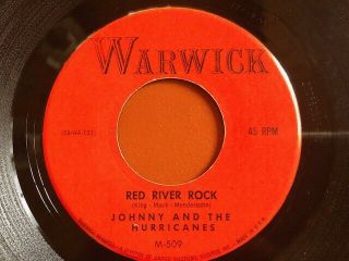 Johnny And The Hurricanes " Red River Rock/buckeye " Warwick 45rpm 509 Ex