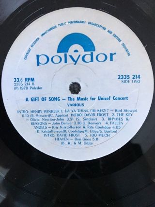 The Music For UNICEF Concert - A Gift Of Song Vinyl LP Polydor Bee Gee’s ABBA 5