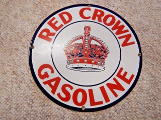 Red Crown Gasoline /oil Porcelain Sign