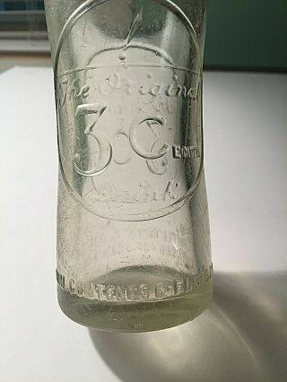 Unique Deco Soda Bottle Embossed " The 3 Centa Drink " With  Mark