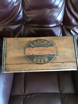 Antique Rhinelander Export 7 Oz Shorty Wood 24 Bottle Beer Crate W/ Tax Stamps