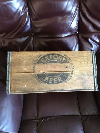 Antique Rhinelander Export 7 oz Shorty Wood 24 Bottle Beer Crate W/ Tax Stamps 3