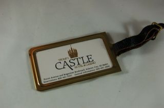 Trump Castle Luggage Tag Gold Tone With Leather Strap