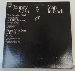Vtg.  Vinyl Johnny Cash - Man In Black 1971 Us 1st Press C 30550 Columbia Stereo