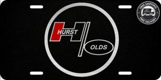 H/o Hurst Olds Aluminum W/ Circle Gradient Vanity Collectors Oldsmobile License