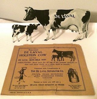 Antique De Laval Advertising Tin Holstein Set W/ Envelope - Souvenir