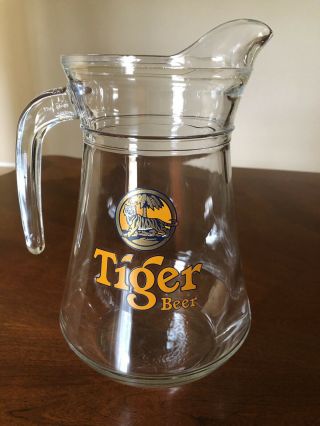 Vintage Tiger Beer 44oz Glass Pitcher