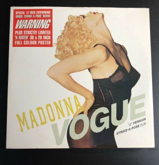 Madonna Vogue,  X - Rated Poster 12 " Vinyl Single Record (maxi) Uk W9851tx