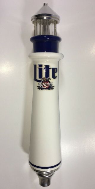 Miller Lite Beer Lighthouse Tap Handle 12.  5 " Porcelain