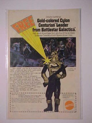 Mattel Toys Battlestar Galactica Space Action Figure Toy 1979 Print Ad Vintage