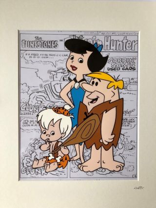 The Flintstones - Barney,  Betty & Bamm - Bamm Rubble - Hand Drawn/hand Painted Cel