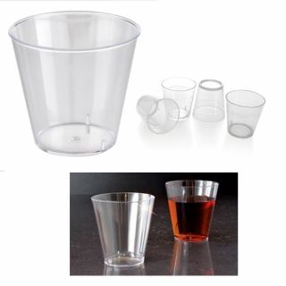 50 Clear Shot Glasses 2 Oz Hard Plastic Disposable Cups Wine Party Catering Bar