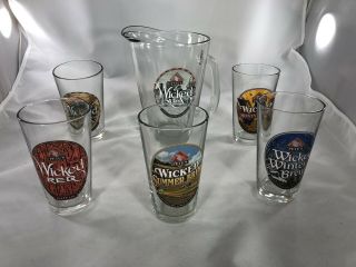 Pete’s Wicked Ale 6 Piece Set Beer Pitcher With 5 Beer Glasses