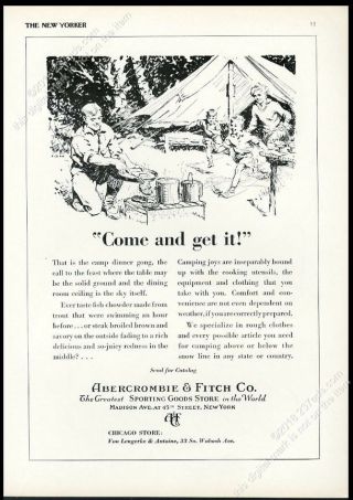 1930 Camping Family Art Abercrombie & Fitch Vintage Print Ad