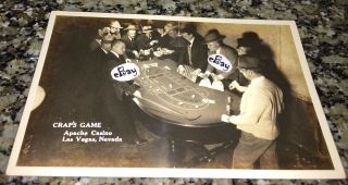 Vintage 1930s Las Vegas Apache Casino Crap’s Game Photo Postcard Rppc